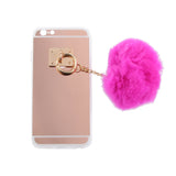 Maxbell Rose Gold Mobile Phone Case Protective Back Cover with Imitation Rose Red Wool Ball for iPhone 6 / 6S