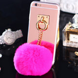 Maxbell Rose Gold Mobile Phone Case Protective Back Cover with Imitation Rose Red Wool Ball for iPhone 6 / 6S