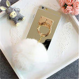 Maxbell Rose Gold Mobile Phone Case Protective Back Cover with Imitation Rose Red Wool Ball for iPhone 6 / 6S