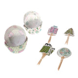 Maxbell 24 sets Christmas Theme Cake Toppers and Cupcake Wrappers Party Favors