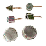 Maxbell 24 sets Christmas Theme Cake Toppers and Cupcake Wrappers Party Favors