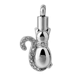 Maxbell 316L Stainless Steel Crystal Rhinestone Cat Cremation Jewelry Keepsake Memorial Ashes Urn Pendant