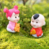 Maxbell Set of 4Pcs Miniature Chinese Doll Resin Micro Landscape Bonsai Dollhouse DIY Craft Decor