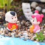 Maxbell Set of 4Pcs Miniature Chinese Doll Resin Micro Landscape Bonsai Dollhouse DIY Craft Decor
