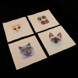 Maxbell 4 Pieces Assorted Cats Pattern Hand Dyed Printed Cotton Fabric Sewing DIY Patchwork 15x15cm