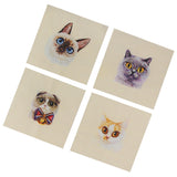 Maxbell 4 Pieces Assorted Cats Pattern Hand Dyed Printed Cotton Fabric Sewing DIY Patchwork 15x15cm