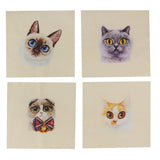 Maxbell 4 Pieces Assorted Cats Pattern Hand Dyed Printed Cotton Fabric Sewing DIY Patchwork 15x15cm