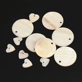 Maxbell 12 Pieces Round and Heart MOTHER OF PEARL Shell Charm Beads fit Jewelry Necklace Making