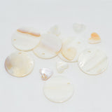 Maxbell 12 Pieces Round and Heart MOTHER OF PEARL Shell Charm Beads fit Jewelry Necklace Making