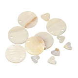 Maxbell 12 Pieces Round and Heart MOTHER OF PEARL Shell Charm Beads fit Jewelry Necklace Making