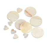 Maxbell 12 Pieces Round and Heart MOTHER OF PEARL Shell Charm Beads fit Jewelry Necklace Making