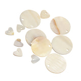 Maxbell 12 Pieces Round and Heart MOTHER OF PEARL Shell Charm Beads fit Jewelry Necklace Making