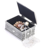 Maxbell Vintage Treasure Chests Shape Tin Jewelry Ring Box Gift Case Antique Silver