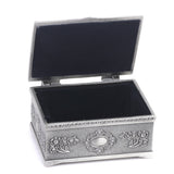 Maxbell Vintage Treasure Chests Shape Tin Jewelry Ring Box Gift Case Antique Silver