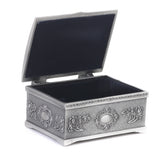 Maxbell Vintage Treasure Chests Shape Tin Jewelry Ring Box Gift Case Antique Silver