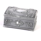 Maxbell Vintage Treasure Chests Shape Tin Jewelry Ring Box Gift Case Antique Silver