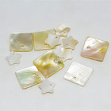 Maxbell 12 Pieces Mix Square Pentagram Shell Charm Beads Jewelry Findings fit Pearl Crystal Jade Gemstone