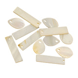 Maxbell Pack of 12 Mix Oval and Rectangle Shell Charm Beads Jewelry Findings fit Pearl Crystal Jade Gemstone