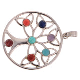 Maxbell 7 Chakras Healing Gemstones Tree of Life Meditation Chakra Charm Pendant