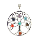 Maxbell 7 Chakras Healing Gemstones Tree of Life Meditation Chakra Charm Pendant