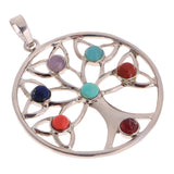 Maxbell 7 Chakras Healing Gemstones Tree of Life Meditation Chakra Charm Pendant