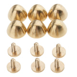 Maxbell 6 Pieces Brass Spike Cone Studs Rivets Press Pins DIY Leather Crafts 12x9 mm