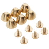 Maxbell 6 Pieces Brass Spike Cone Studs Rivets Press Pins DIY Leather Crafts 12x9 mm