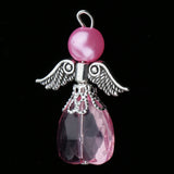 Maxbell 5 Pieces Acrylic Pearl Heart Bead Angel Charms Pendant Silver Wings DIY Handbag Mobile Charm Gift