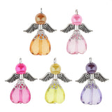 Maxbell 5 Pieces Acrylic Pearl Heart Bead Angel Charms Pendant Silver Wings DIY Handbag Mobile Charm Gift