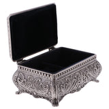 Maxbell Retro Rectangle Jewelry Box Flower Sculpture Trinkets Chest Jewelry Case