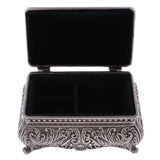 Maxbell Retro Rectangle Jewelry Box Flower Sculpture Trinkets Chest Jewelry Case