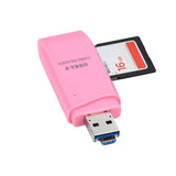 Maxbell 2-in-1 USB 2.0 OTG Multi Memory Card Reader for MicroSD SD SDHC SDXC Pink