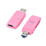 Maxbell 2-in-1 USB 2.0 OTG Multi Memory Card Reader for MicroSD SD SDHC SDXC Pink