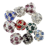 Maxbell 10 Pieces Assorted Color Round Metal Rhinestone Beads for Jewelry Making Beading Crafts DIY 8mm