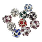 Maxbell 10 Pieces Assorted Color Round Metal Rhinestone Beads for Jewelry Making Beading Crafts DIY 8mm