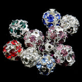 Maxbell 10 Pieces Assorted Color Round Metal Rhinestone Beads for Jewelry Making Beading Crafts DIY 8mm