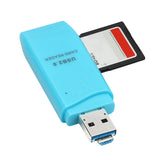 Maxbell 2-in-1 USB 2.0 OTG Multi Memory Card Reader for MicroSD SD SDHC SDXC Blue