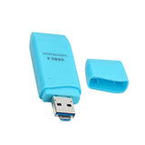 Maxbell 2-in-1 USB 2.0 OTG Multi Memory Card Reader for MicroSD SD SDHC SDXC Blue