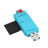 Maxbell 2-in-1 USB 2.0 OTG Multi Memory Card Reader for MicroSD SD SDHC SDXC Blue