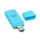 Maxbell 2-in-1 USB 2.0 OTG Multi Memory Card Reader for MicroSD SD SDHC SDXC Blue