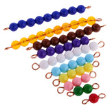 Maxbell Montessori 10pcs 1-10 Numbers Beads Bars Kids Learn Math Educational Intelligence Development Toy Gift