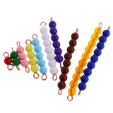 Maxbell Montessori 10pcs 1-10 Numbers Beads Bars Kids Learn Math Educational Intelligence Development Toy Gift