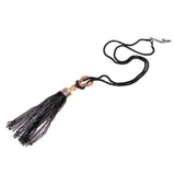 Maxbell Fashion Tassel Pendant Statement Long Chain Sweater Necklace Jewelry Black