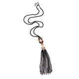 Maxbell Fashion Tassel Pendant Statement Long Chain Sweater Necklace Jewelry Black