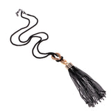 Maxbell Fashion Tassel Pendant Statement Long Chain Sweater Necklace Jewelry Black