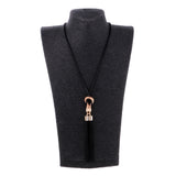 Maxbell Fashion Tassel Pendant Statement Long Chain Sweater Necklace Jewelry Black