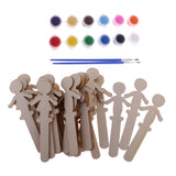 Maxbell Pieces of 32 Handmade Wooden Dolls Bride Groom Wedding Party Cake Toppers DIY Craft