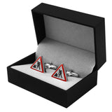 Maxbell Red Black Road Work Design Triangle Brass Cufflinks for Mens Shirt Suit Party Birthday Gifts