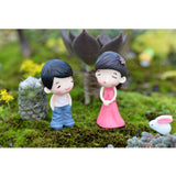 Maxbell 2 pairs Boys and Girls Mini Statue Bonsai Fairy Garden Micro Landscape Decor