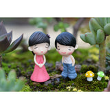 Maxbell 2 pairs Boys and Girls Mini Statue Bonsai Fairy Garden Micro Landscape Decor